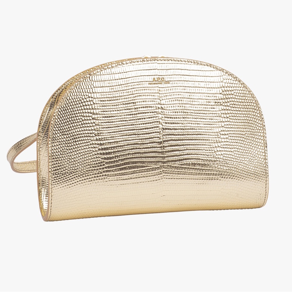 A.P.C. Metallic Gold Lizard-Embossed Crossbody Bag